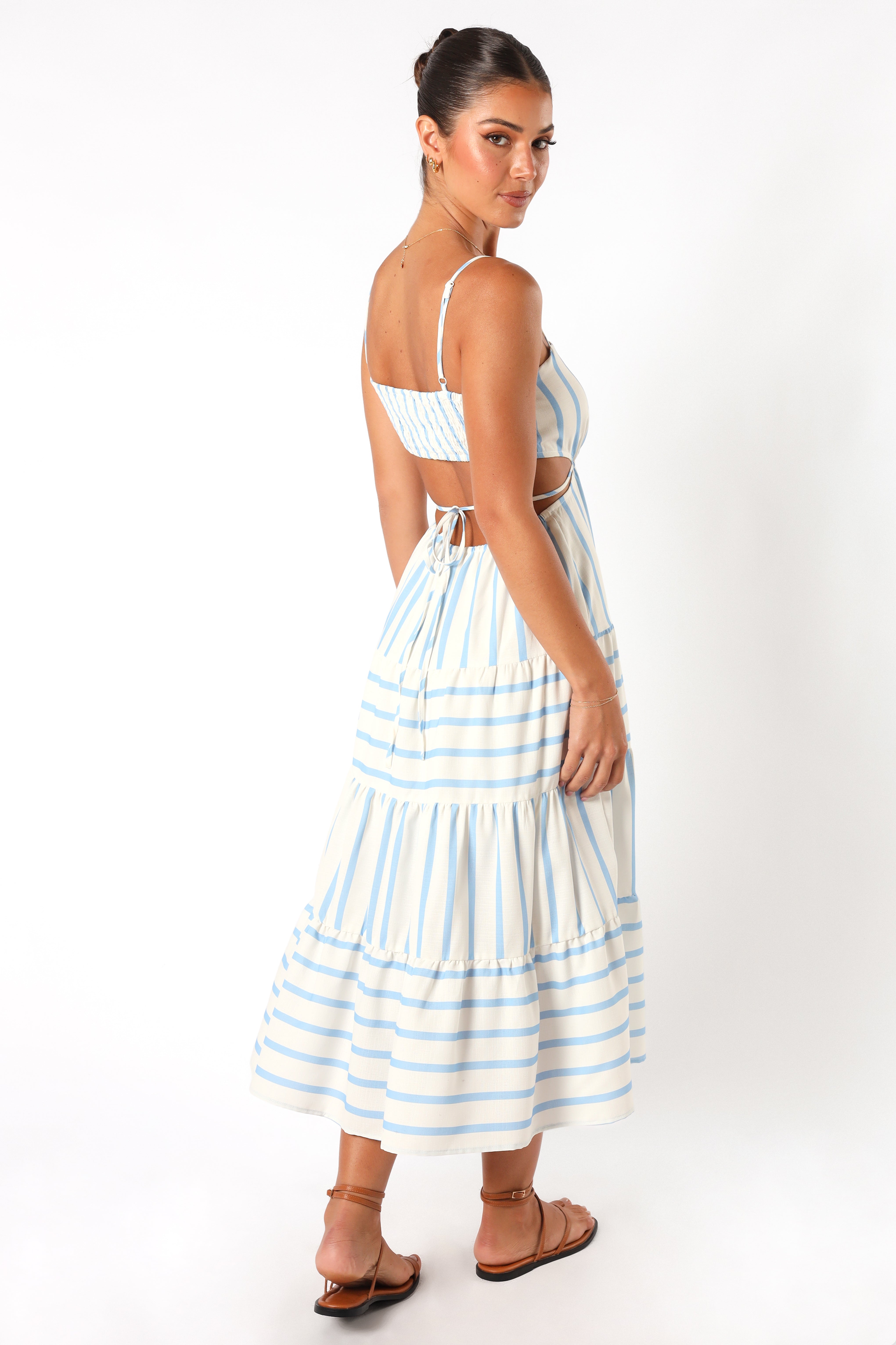 Petal and Pup USA DRESSES Evelin Midi Dress - Blue Stripe