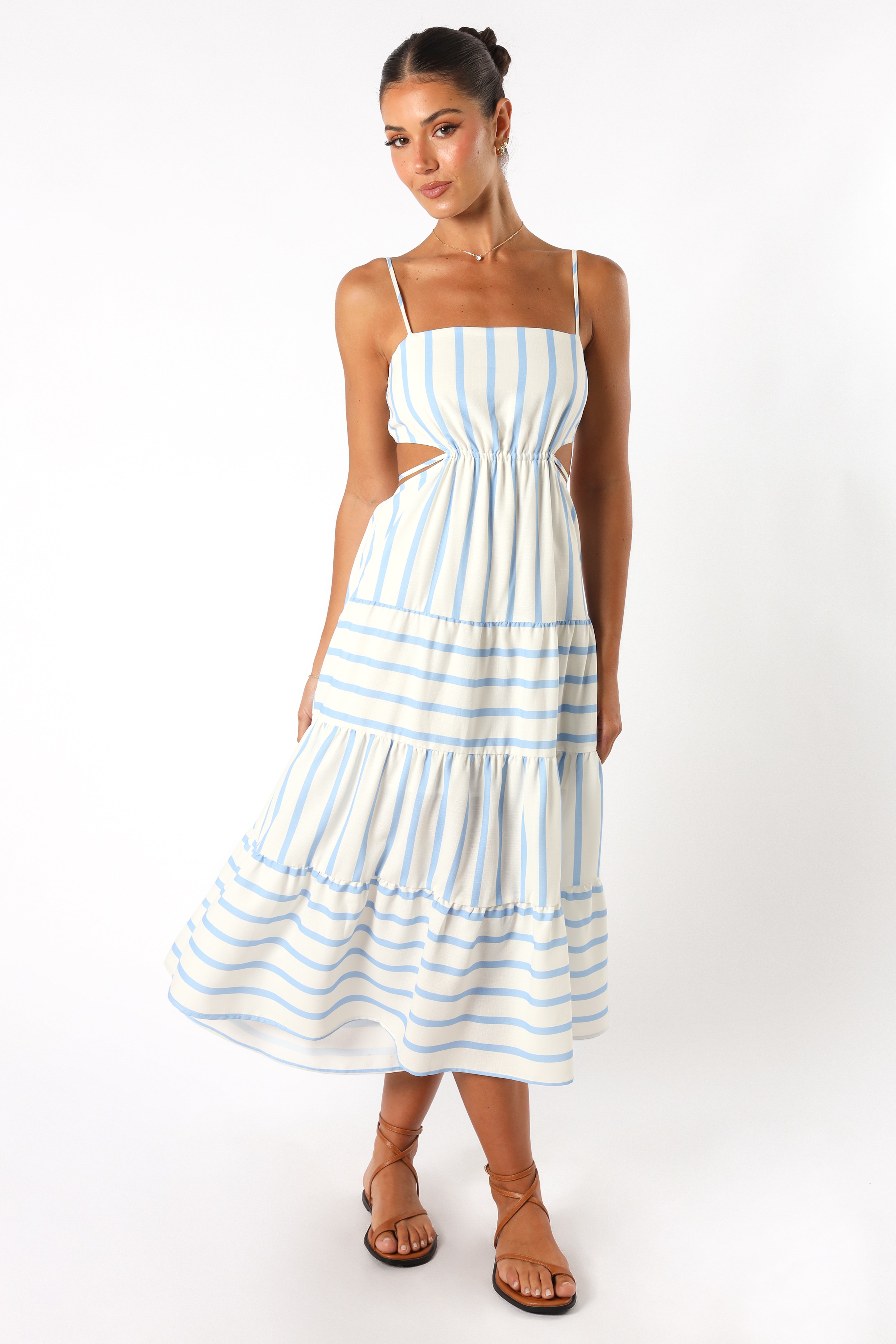 Petal and Pup USA DRESSES Evelin Midi Dress - Blue Stripe