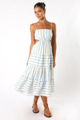 Petal and Pup USA DRESSES Evelin Midi Dress - Blue Stripe