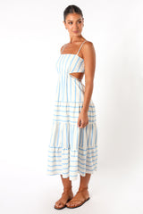 Petal and Pup USA DRESSES Evelin Midi Dress - Blue Stripe