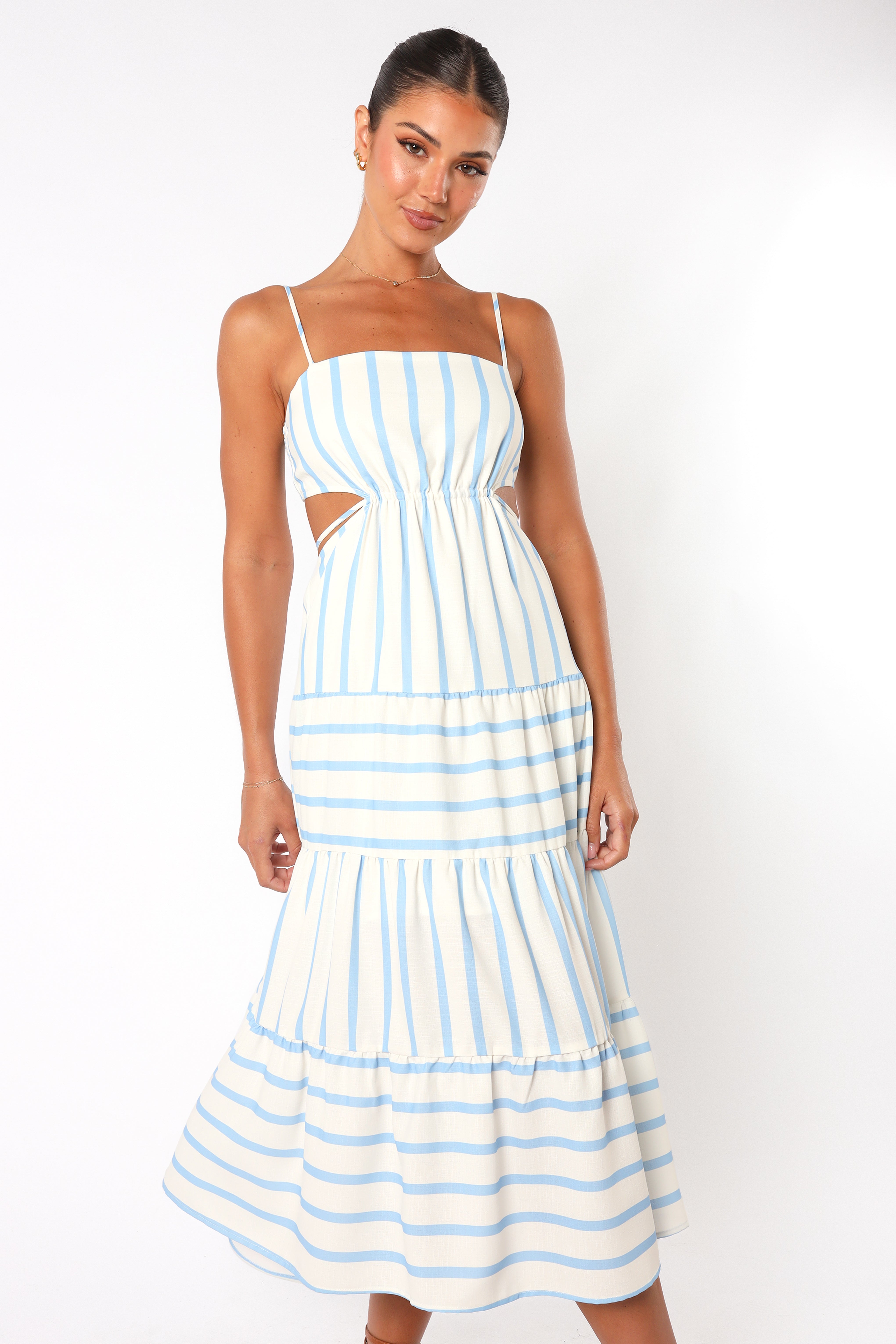 Petal and Pup USA DRESSES Evelin Midi Dress - Blue Stripe