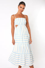 Petal and Pup USA DRESSES Evelin Midi Dress - Blue Stripe