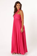 Petal and Pup USA DRESSES Everdeen Halterneck Maxi Dress - Fuchsia