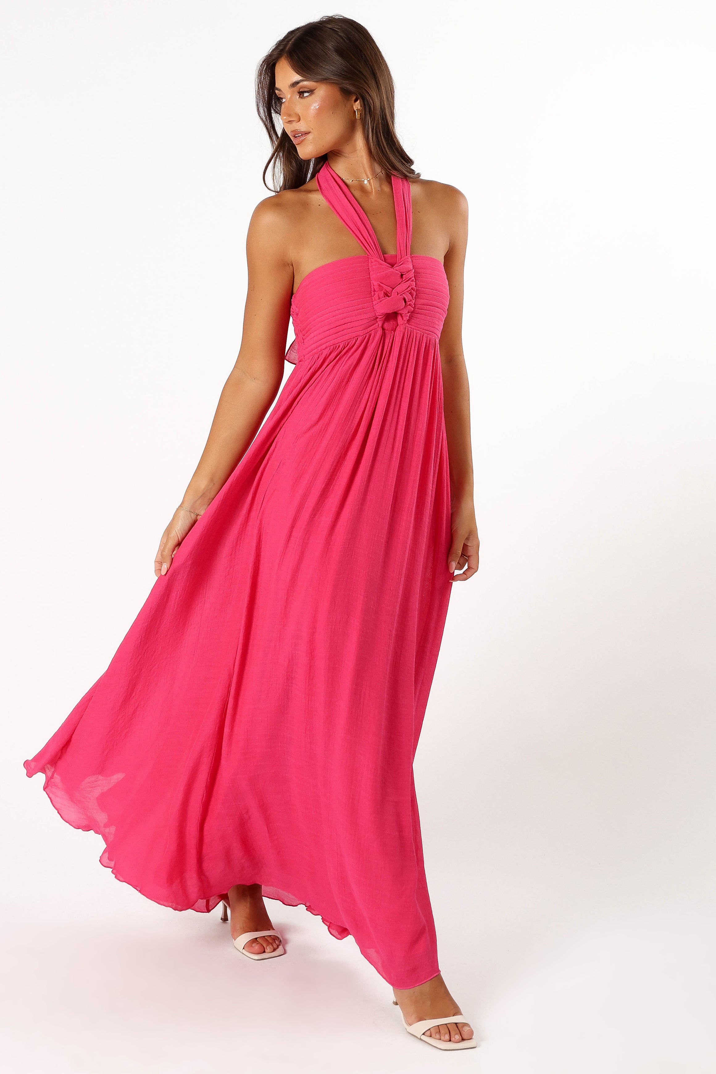 Petal and Pup USA DRESSES Everdeen Halterneck Maxi Dress - Fuchsia