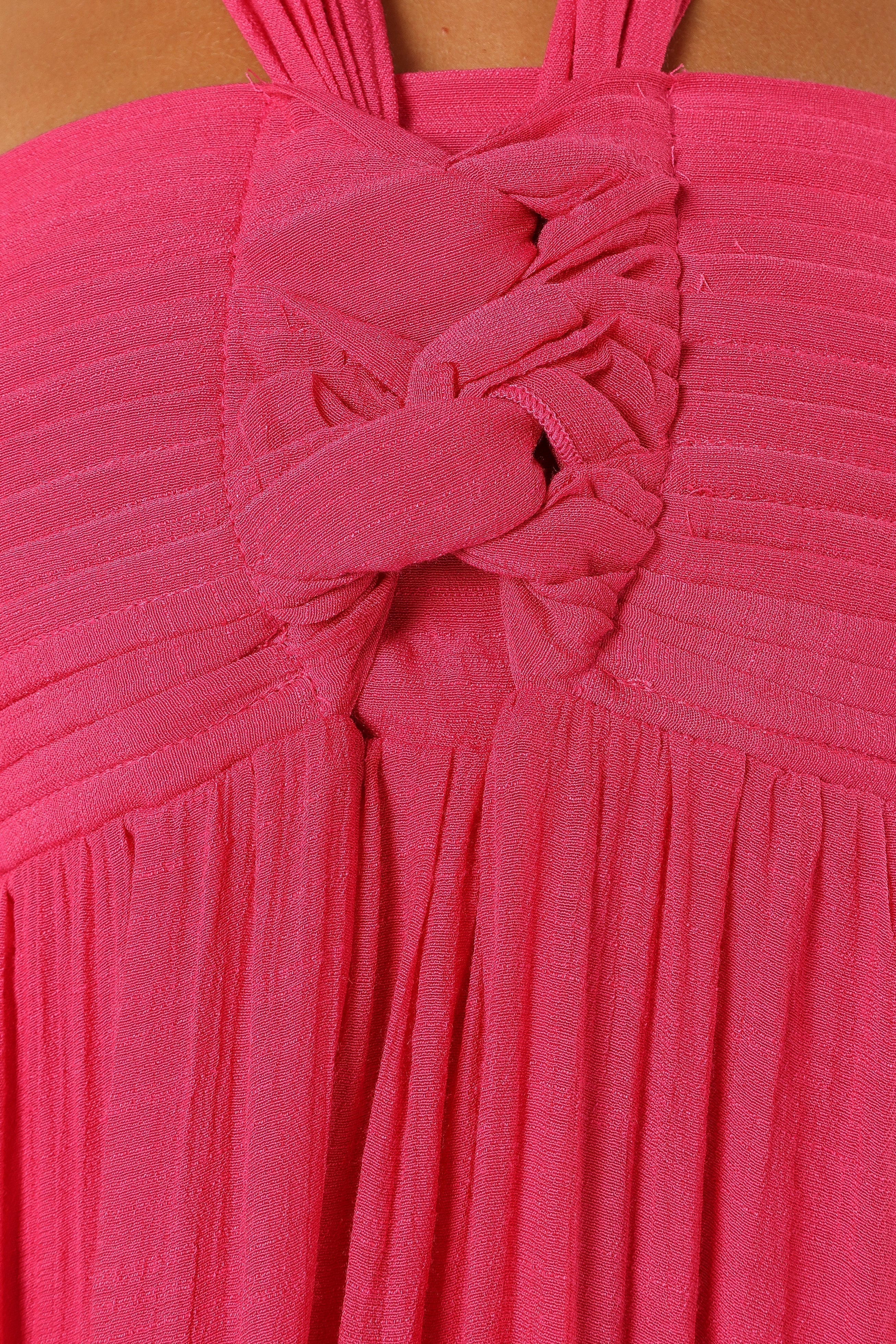Petal and Pup USA DRESSES Everdeen Halterneck Maxi Dress - Fuchsia
