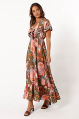 Petal and Pup USA DRESSES Everly Short Sleeve Maxi Dress - Olive Print