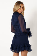 DRESSES @Felix Long Sleeve Mini Dress - Navy