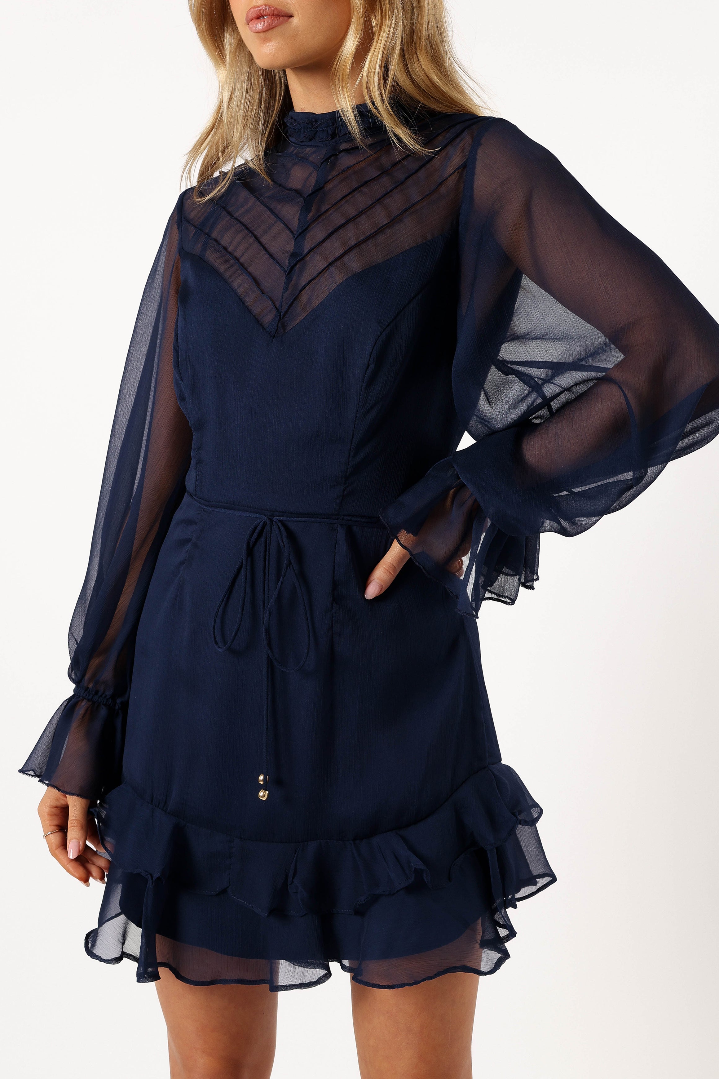 Petal and Pup USA DRESSES Felix Long Sleeve Mini Dress - Navy