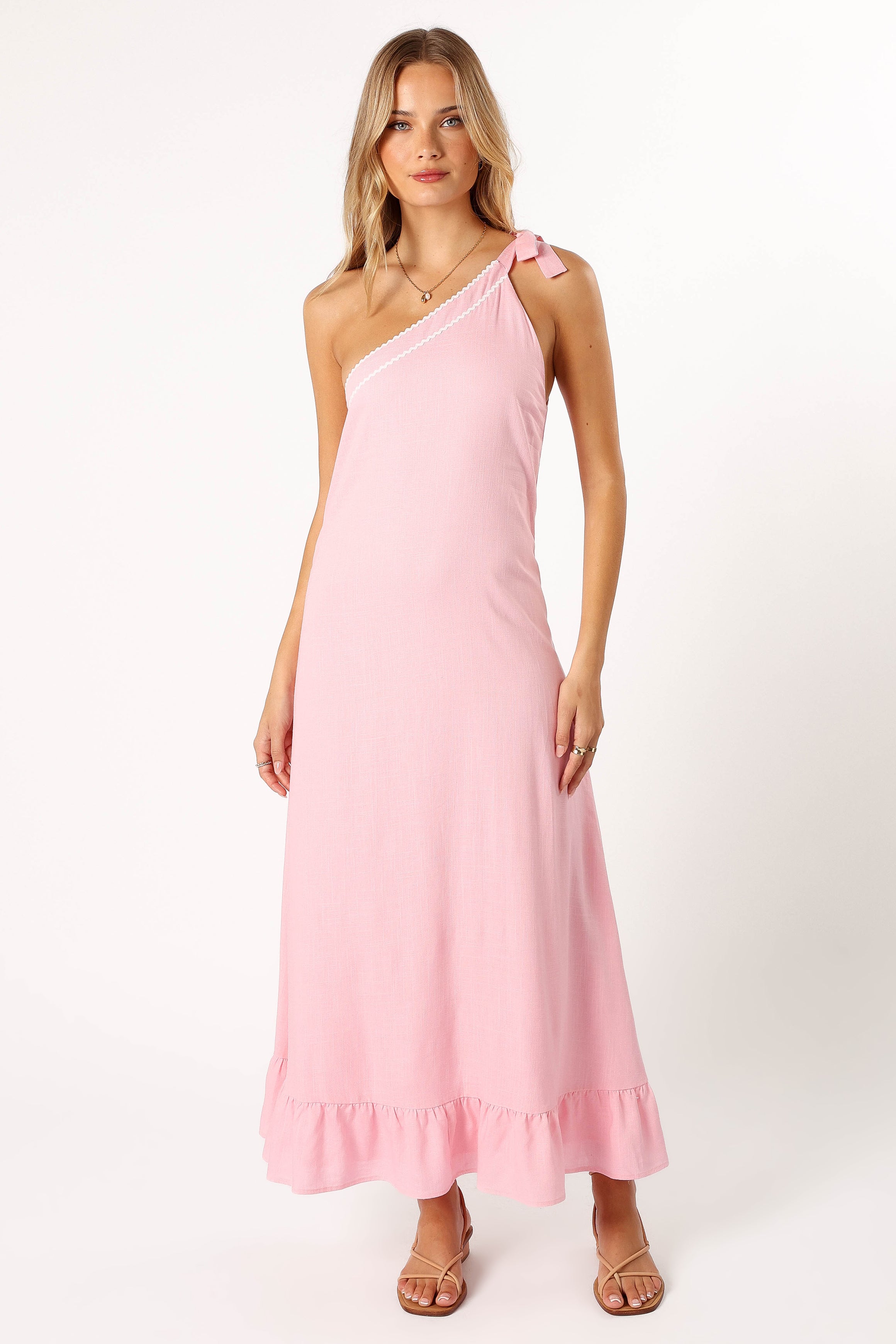 Petal and Pup USA DRESSES Fleaur One Shoulder Maxi Dress - Pink