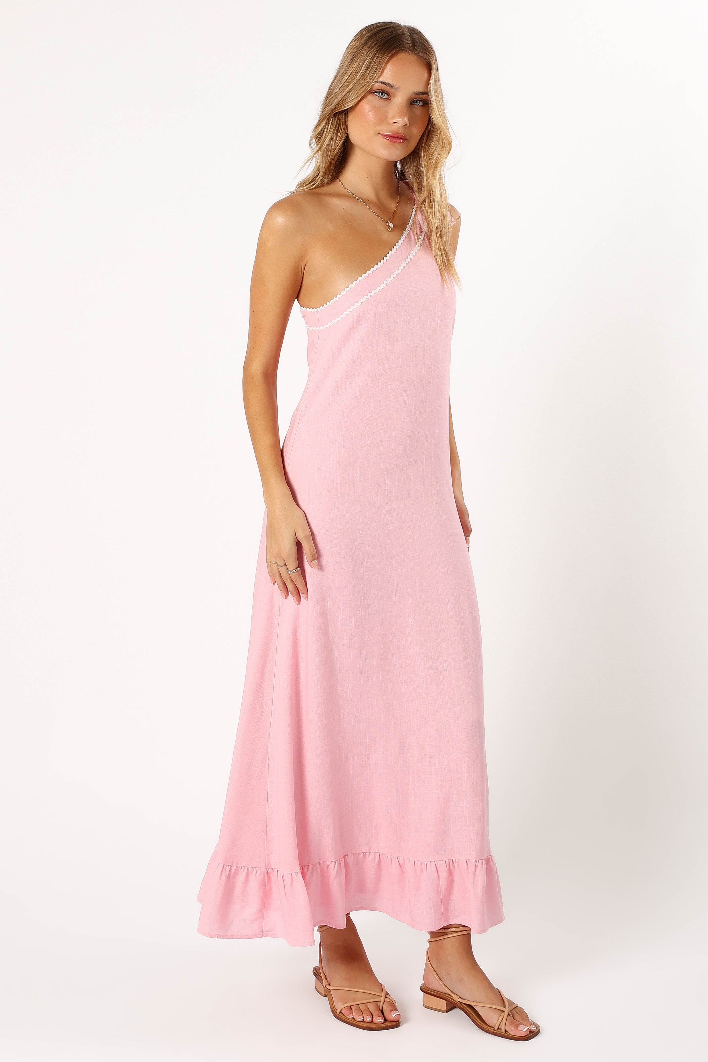 Petal and Pup USA DRESSES Fleaur One Shoulder Maxi Dress - Pink