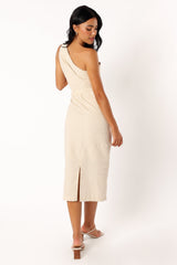 Petal and Pup USA DRESSES Gibson One Shoulder Midi Dress - Oatmeal