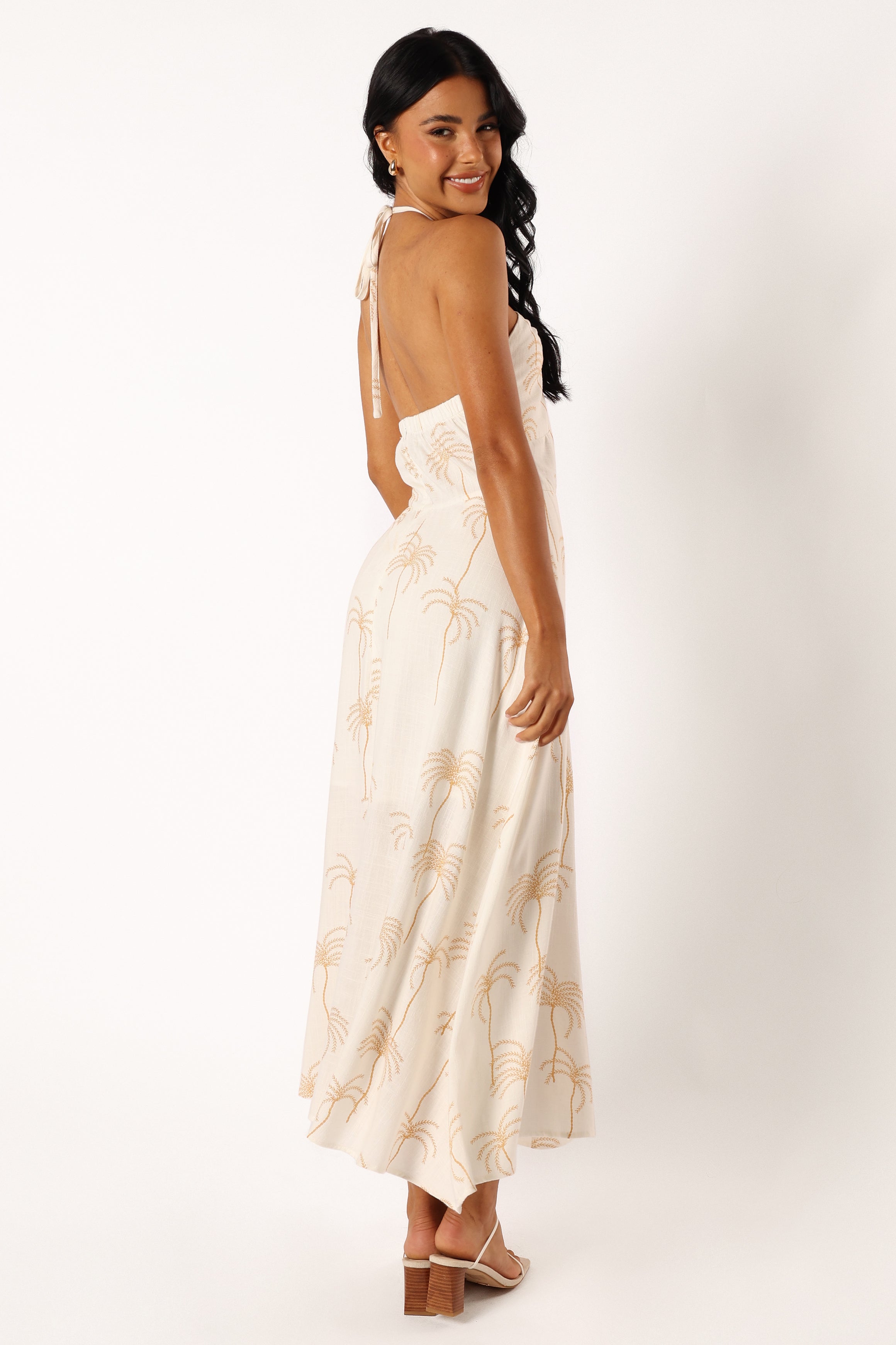Petal and Pup USA DRESSES Granger Halterneck Midi Dress - White Print