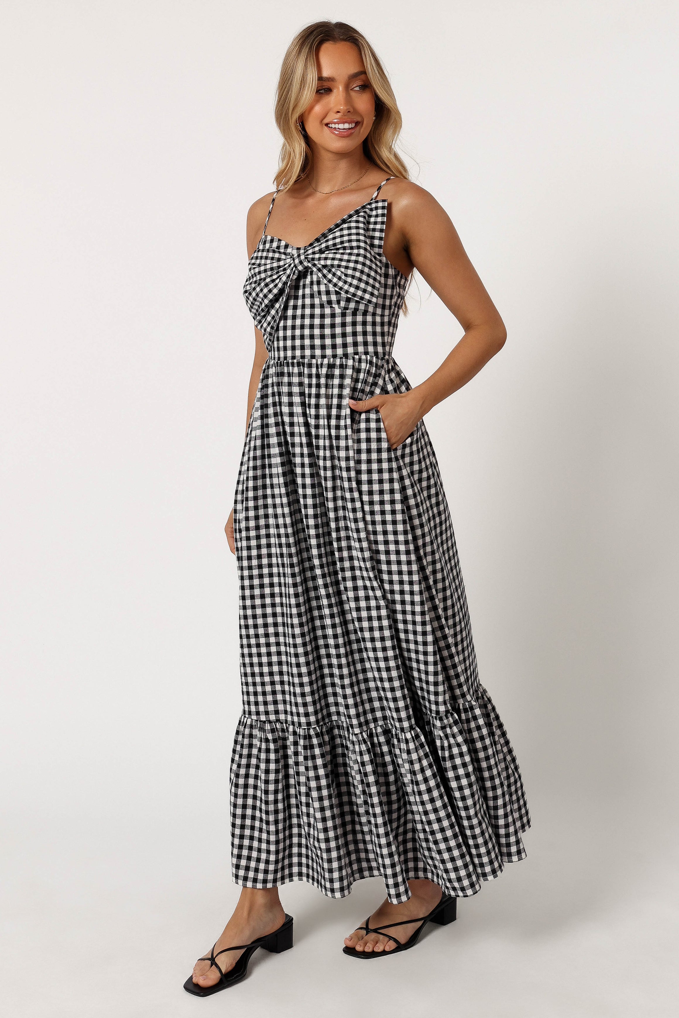 Petal and Pup USA DRESSES Hailee Maxi Dress - Black Gingham