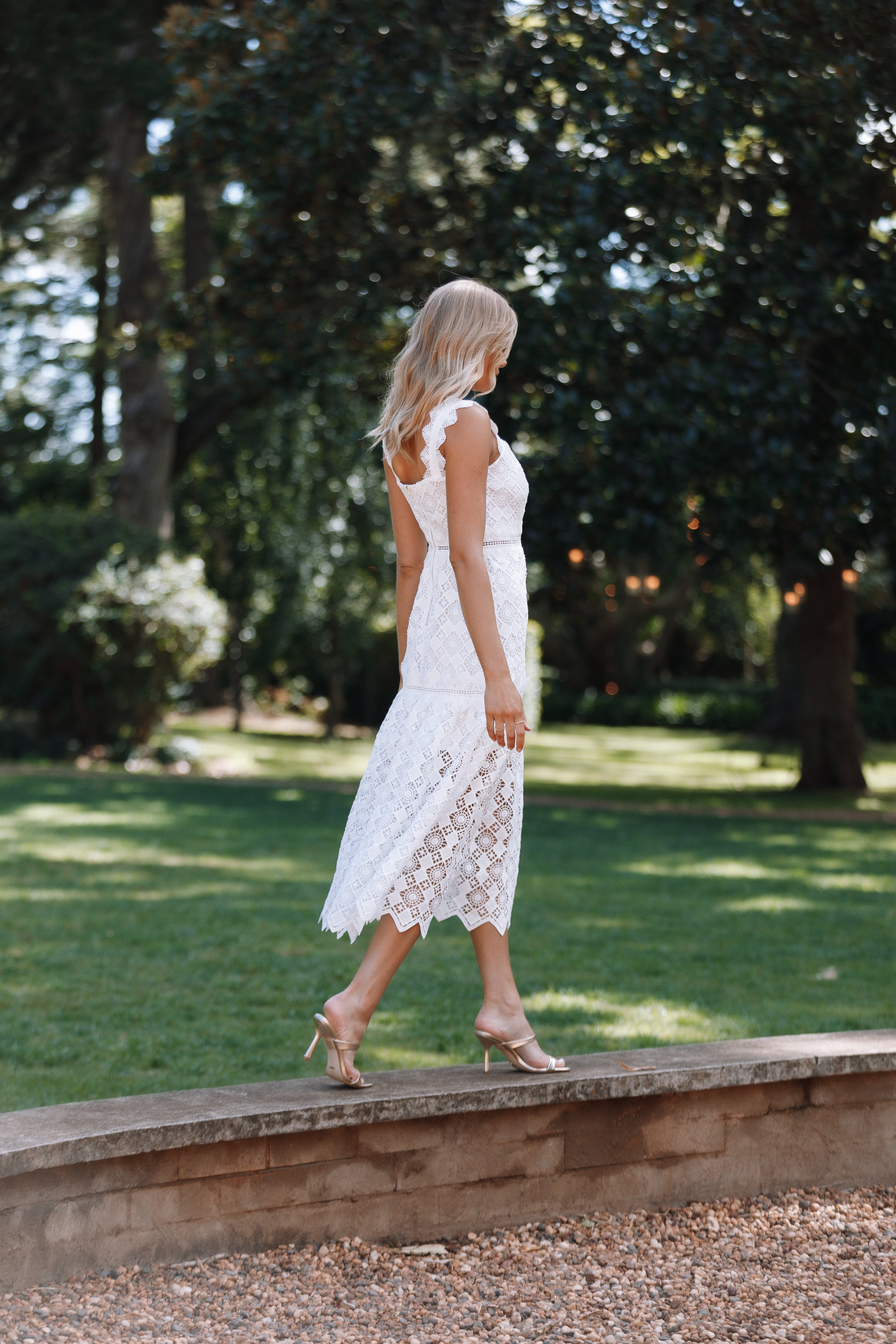 Petal and Pup USA DRESSES Harper Midi Lace Dress - White