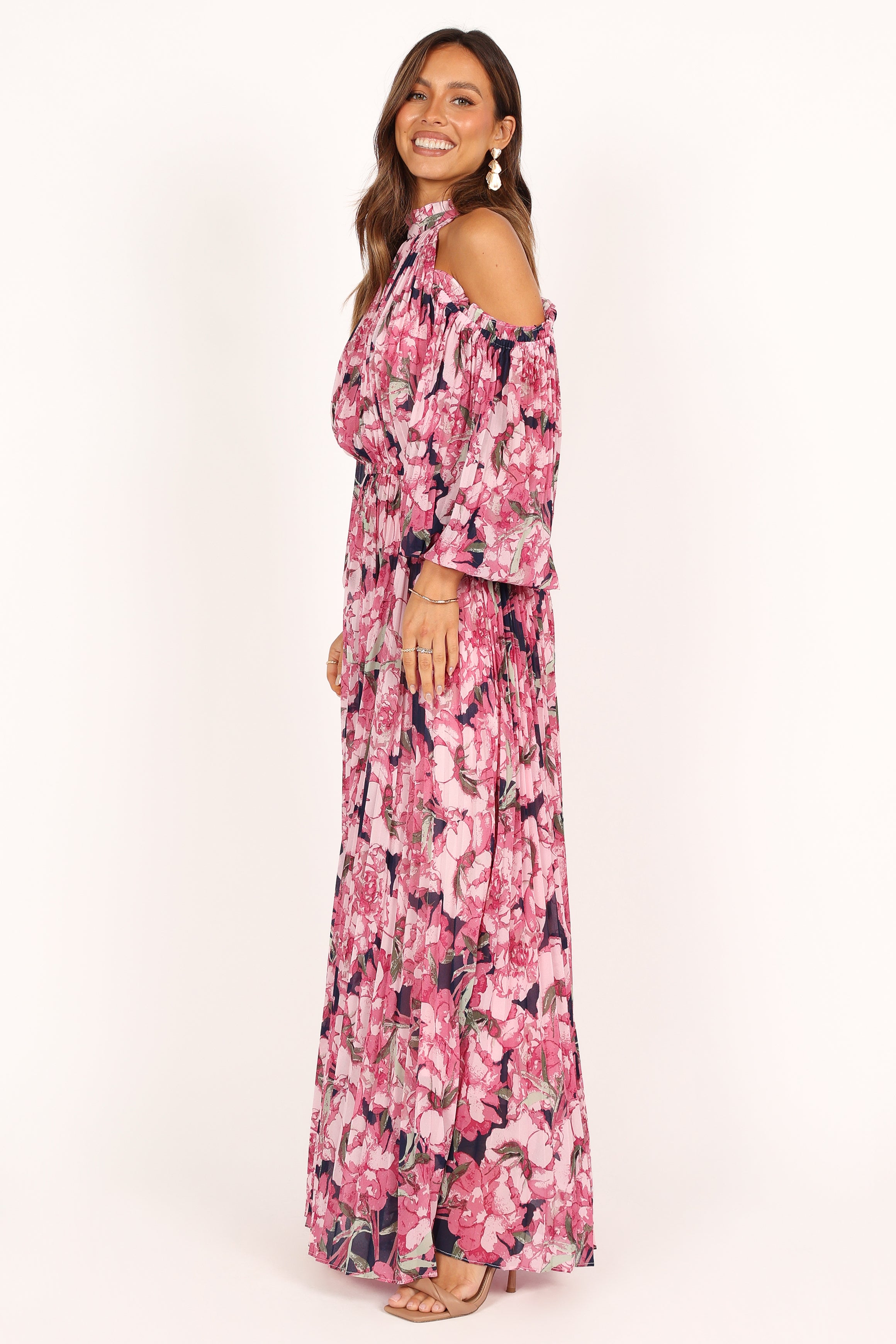 Petal and Pup USA DRESSES Hilary Pleated Maxi Dress - Pink Floral