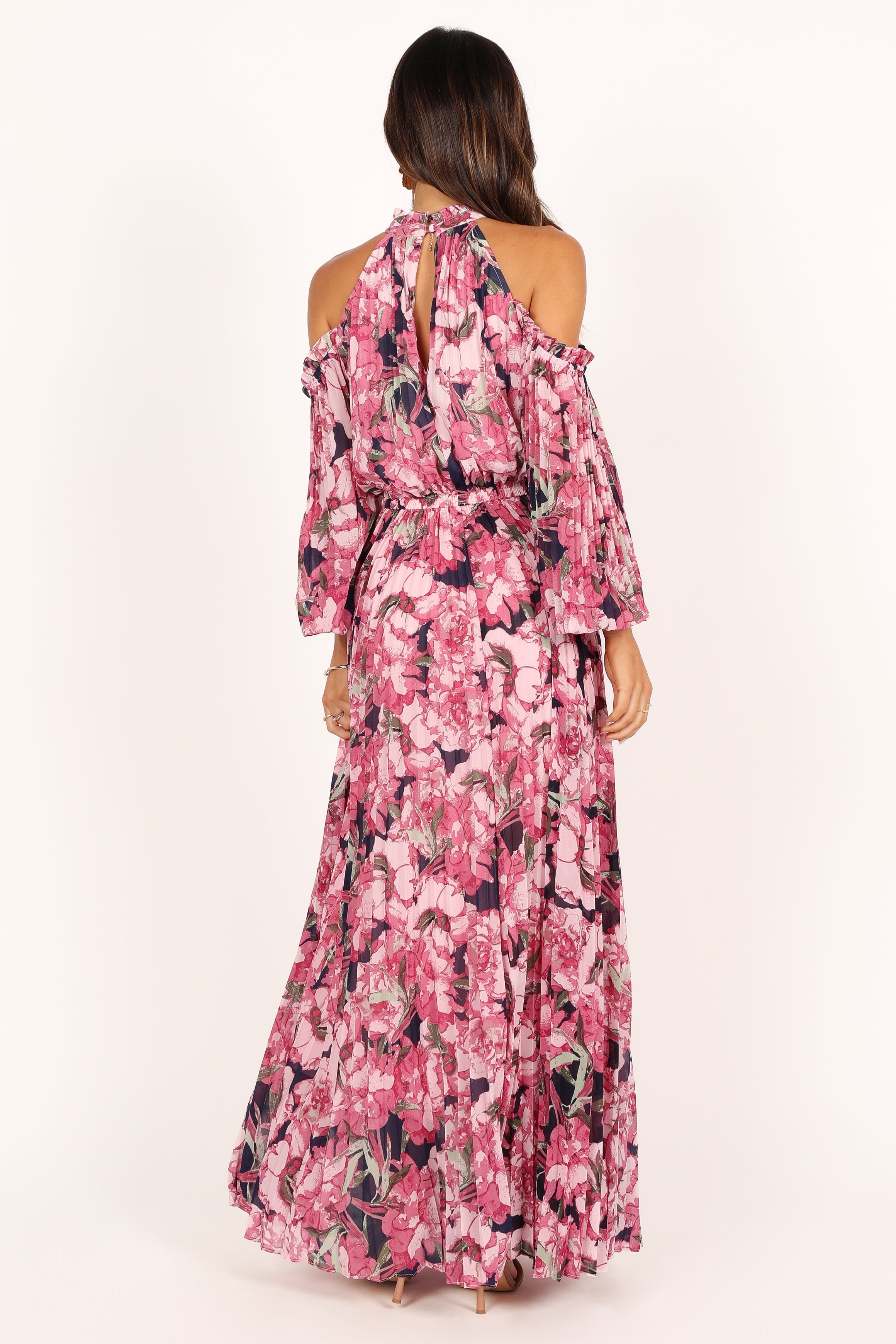 Petal and Pup USA DRESSES Hilary Pleated Maxi Dress - Pink Floral