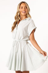 Petal and Pup USA DRESSES Ilsa Mini Dress - Sage Stripe