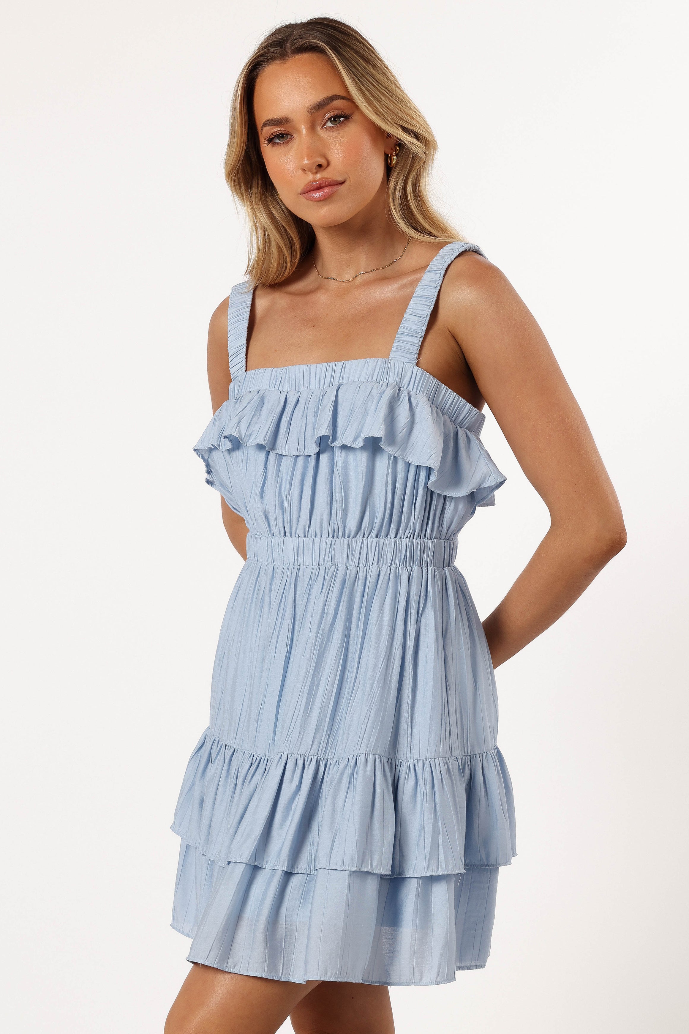 Petal and Pup USA DRESSES Jane Mini Ruffle Dress - Blue