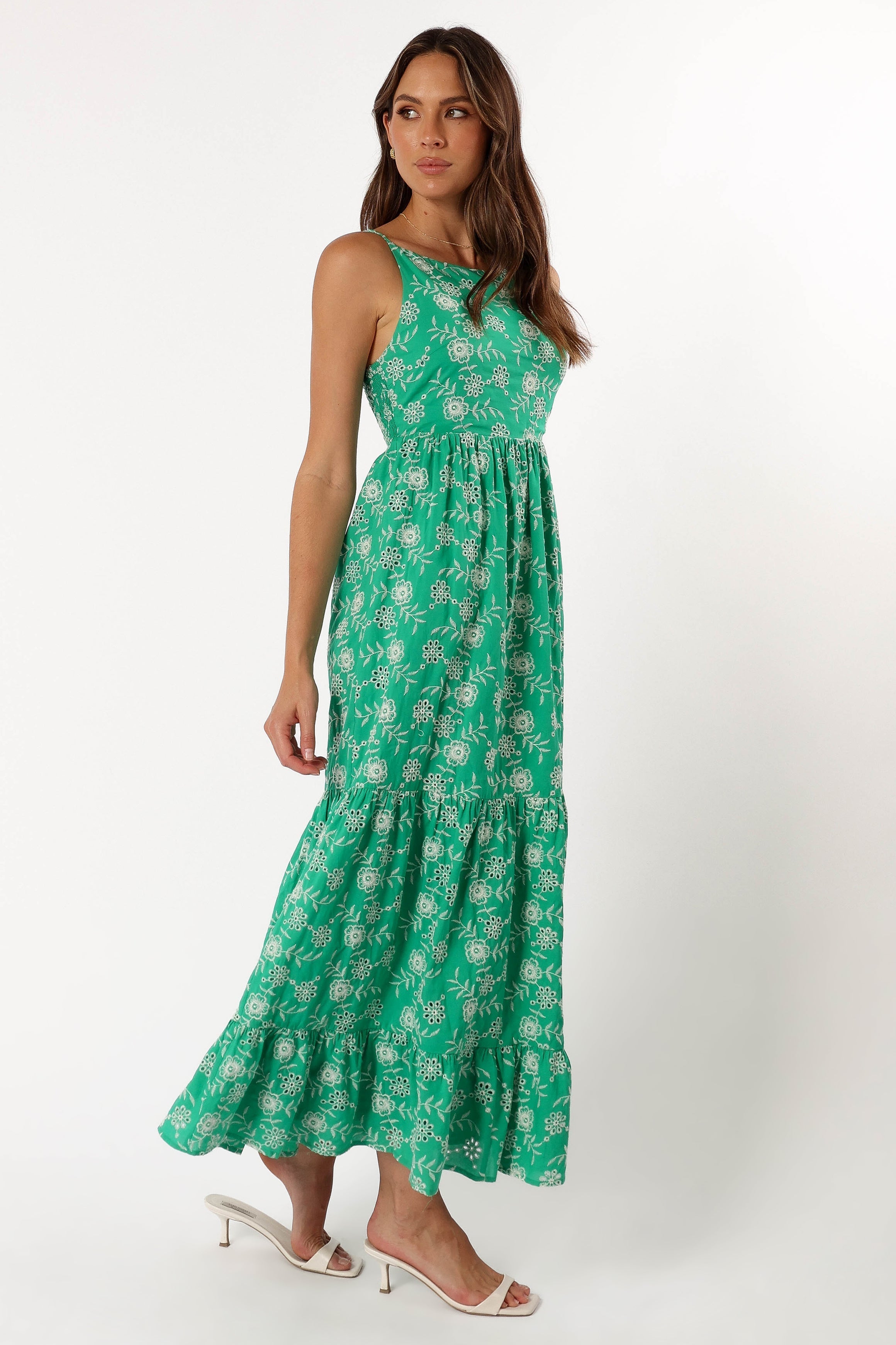 Petal and Pup USA DRESSES Jenson Maxi Dress - Green Eyelet