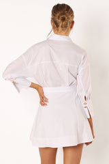 Petal and Pup USA DRESSES Julia Belted Mini Dress - White