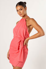 Petal and Pup USA DRESSES Kalena Halterneck Mini Dress - Pink