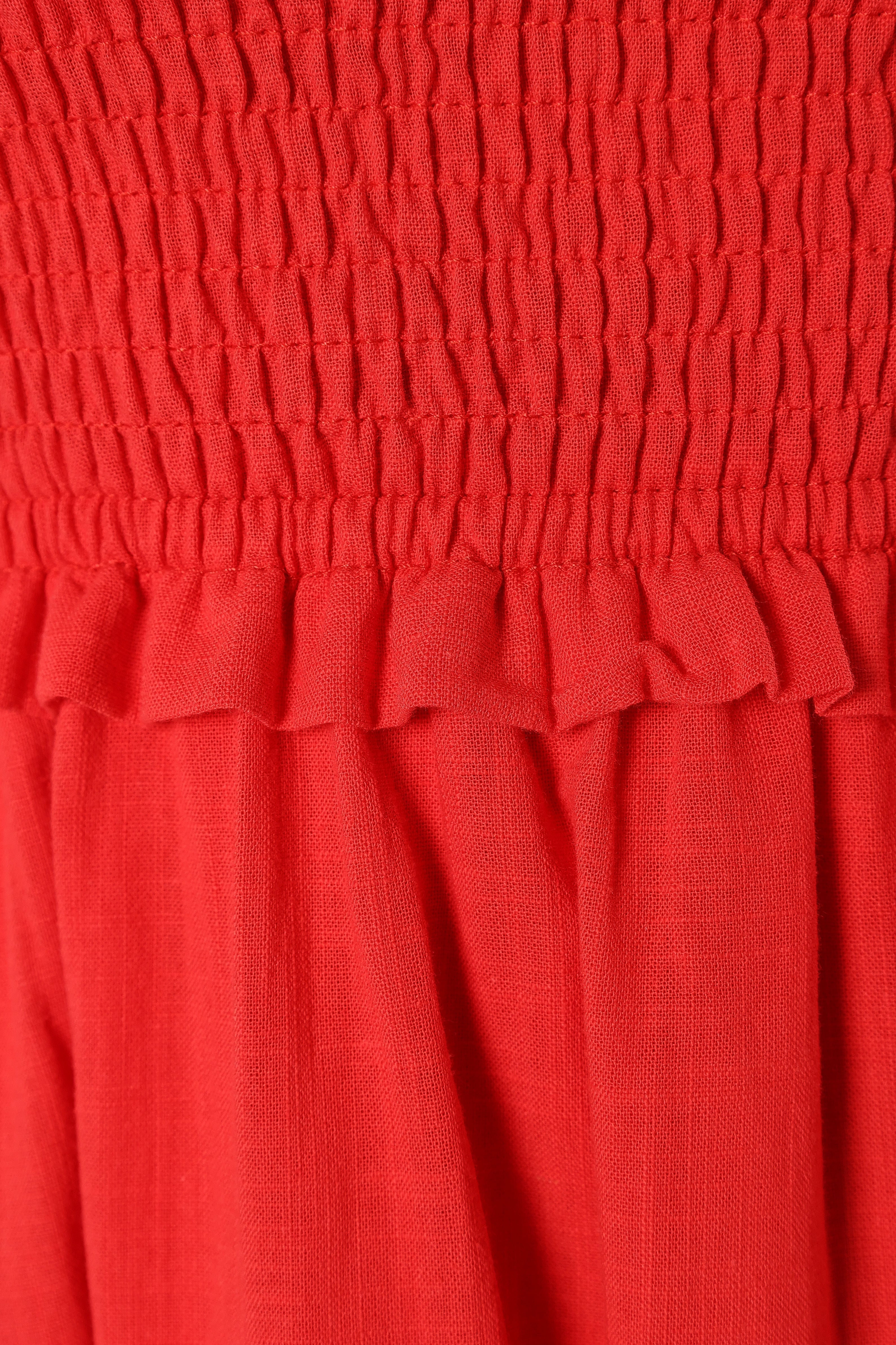 Petal and Pup USA DRESSES Katriona Strapless Midi Dress - Red