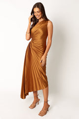 Petal and Pup USA DRESSES Kleo One Shoulder Maxi Dress - Golden Ochre
