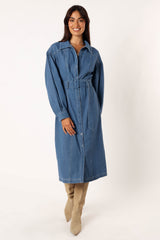 Petal and Pup USA DRESSES Kocoa Long Sleeve Midi Dress - Denim