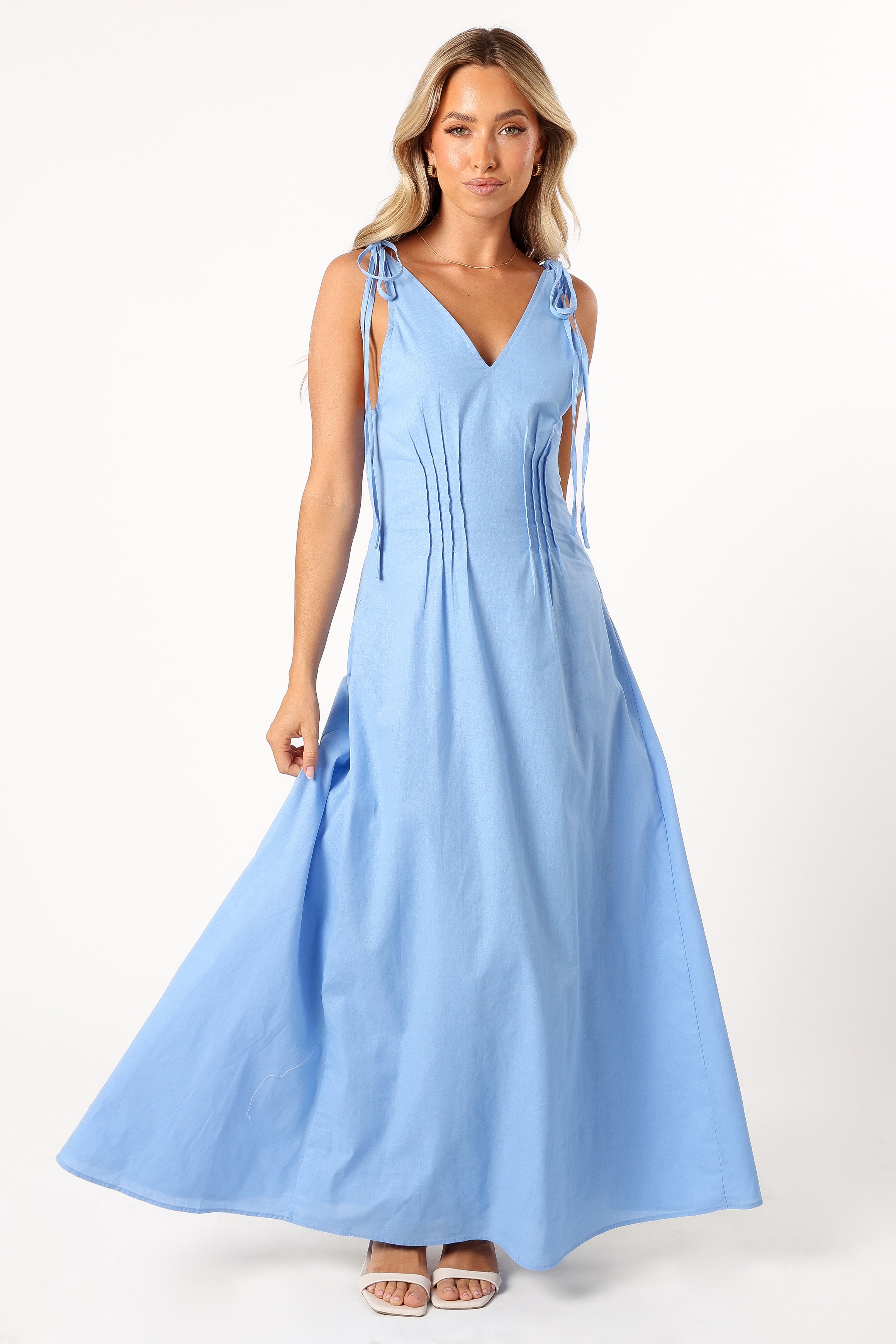 Petal and Pup USA DRESSES Lainey Tie Maxi Dress - Blue