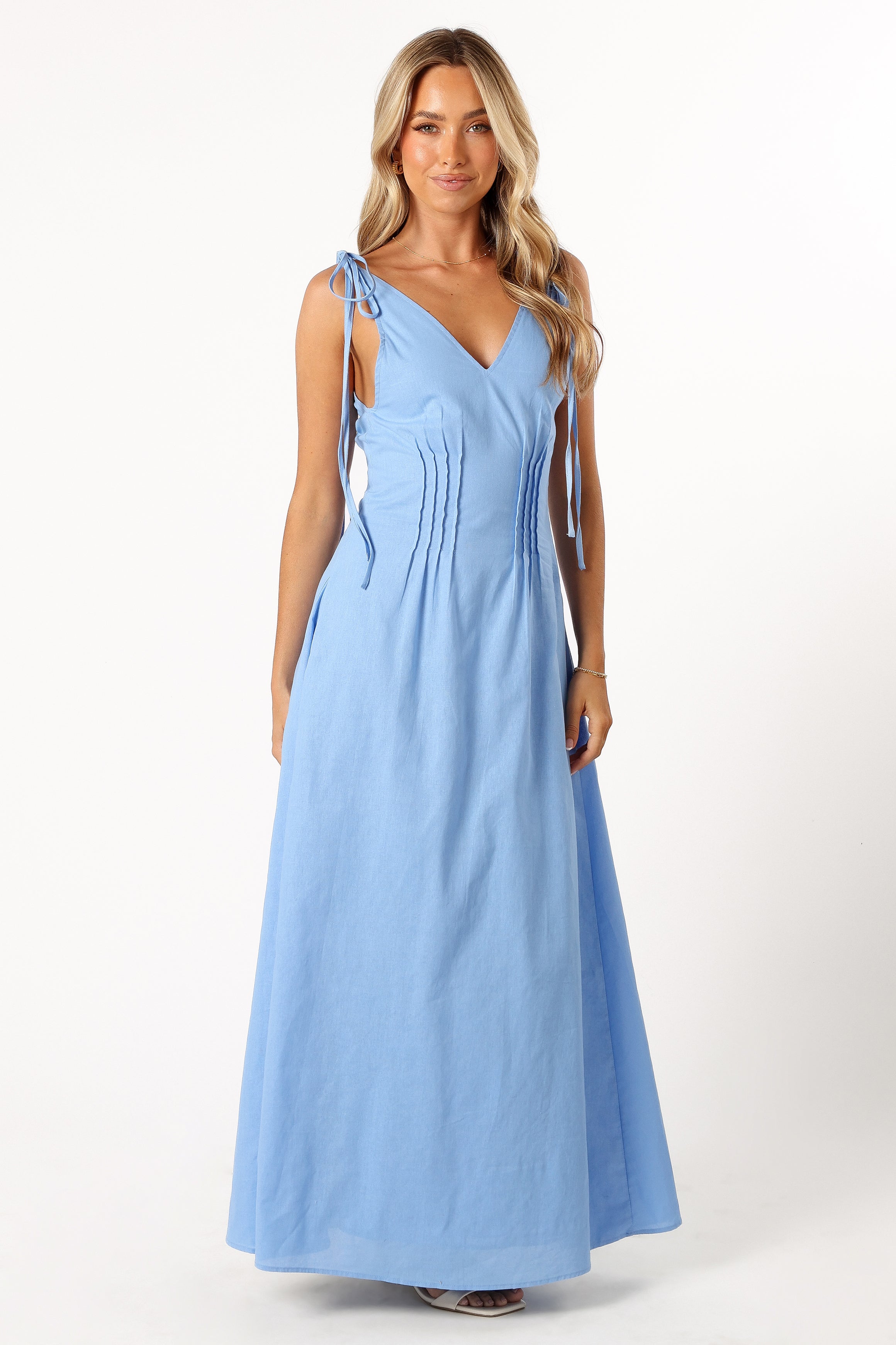 Petal and Pup USA DRESSES Lainey Tie Maxi Dress - Blue