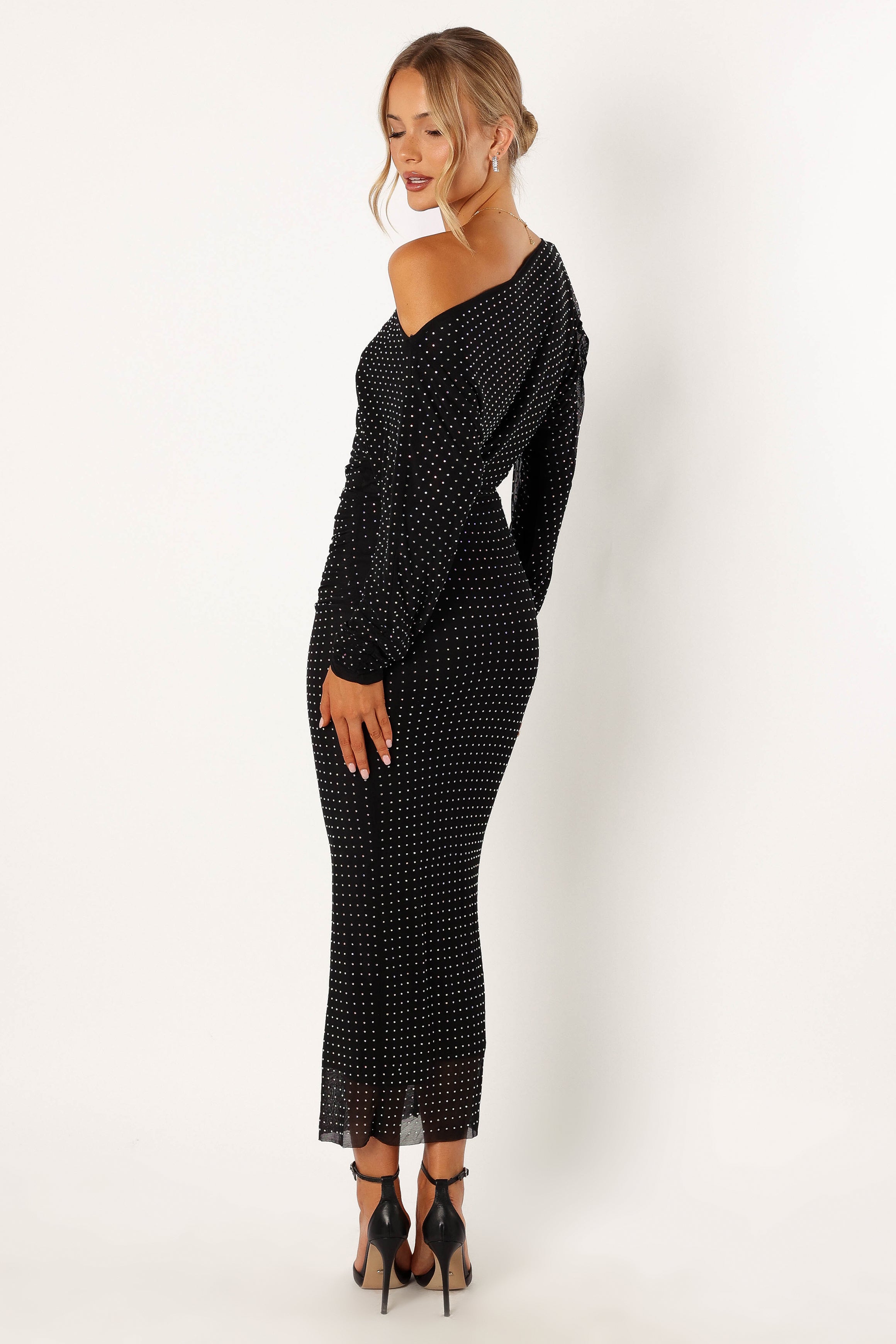 Petal and Pup USA DRESSES Loeve Long Sleeve Midi Dress - Black