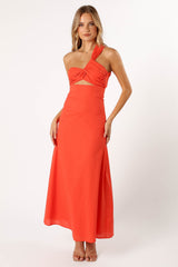 Petal and Pup USA DRESSES Luna One Shoulder Maxi Dress - Tangerine
