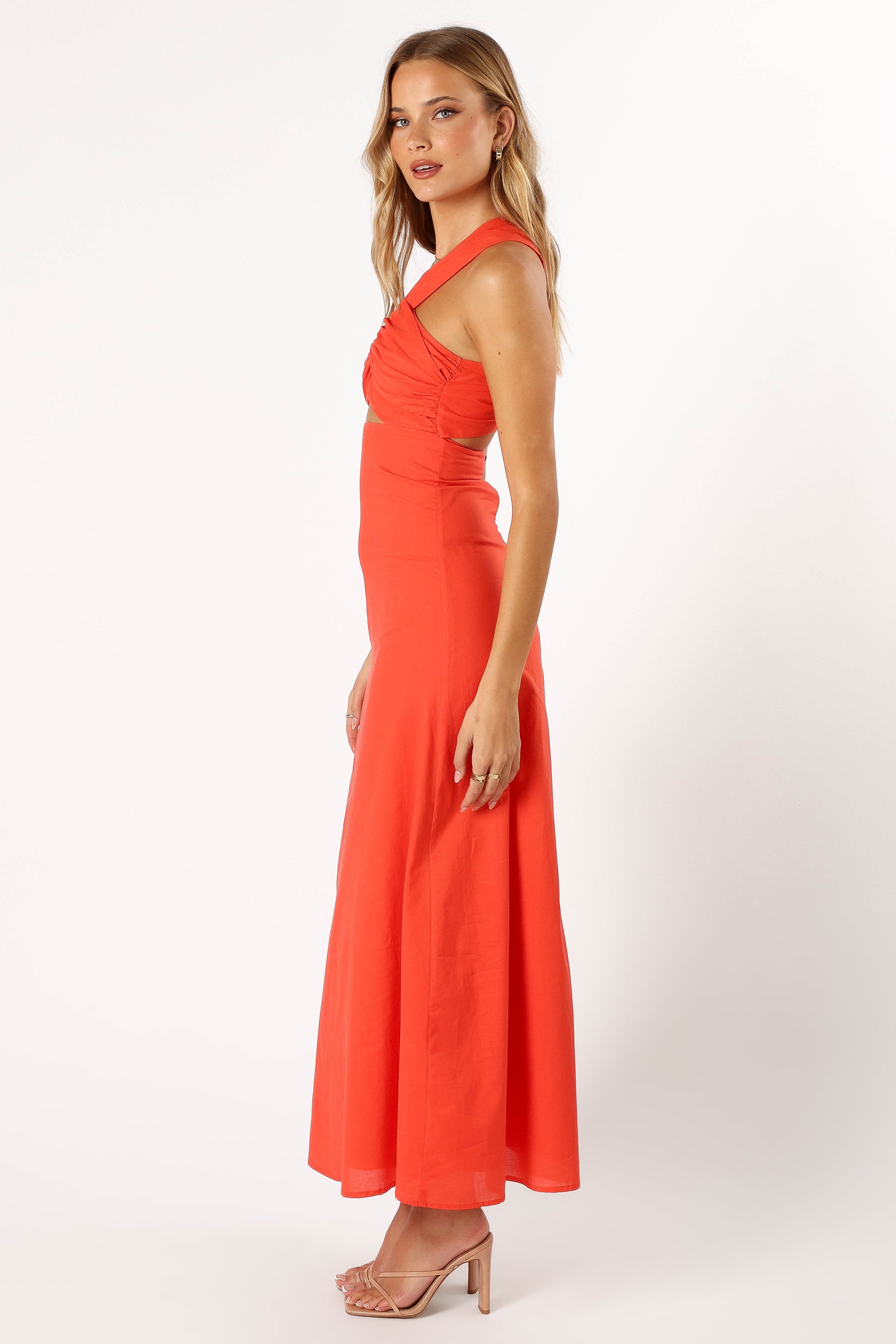Petal and Pup USA DRESSES Luna One Shoulder Maxi Dress - Tangerine