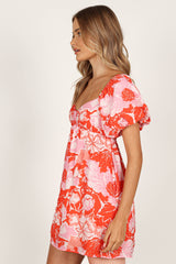 Petal and Pup USA DRESSES Maggie Mini Dress - Pink/Red Floral
