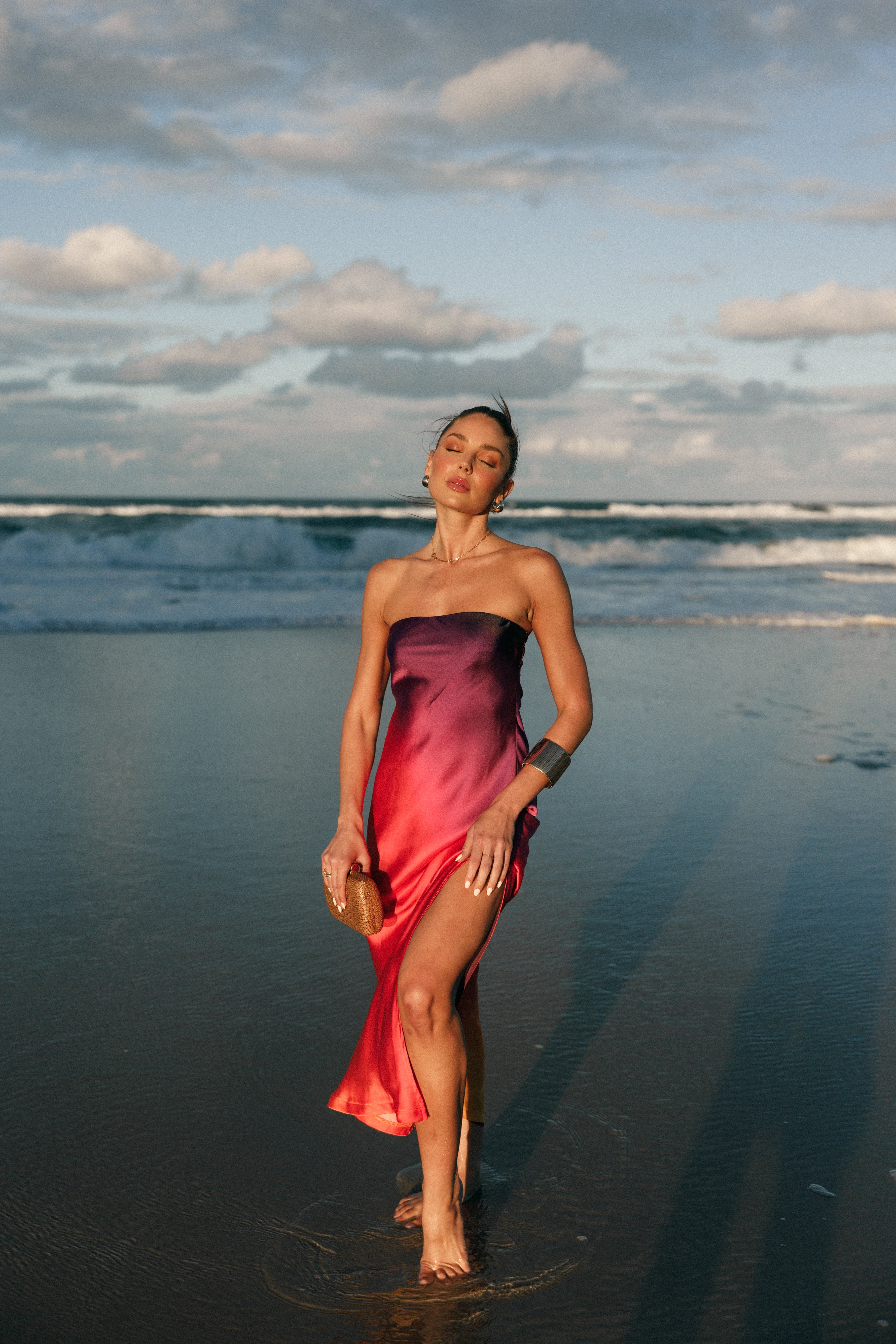 Petal and Pup USA DRESSES Mallory Strapless Maxi Dress - Sunset Cosmo