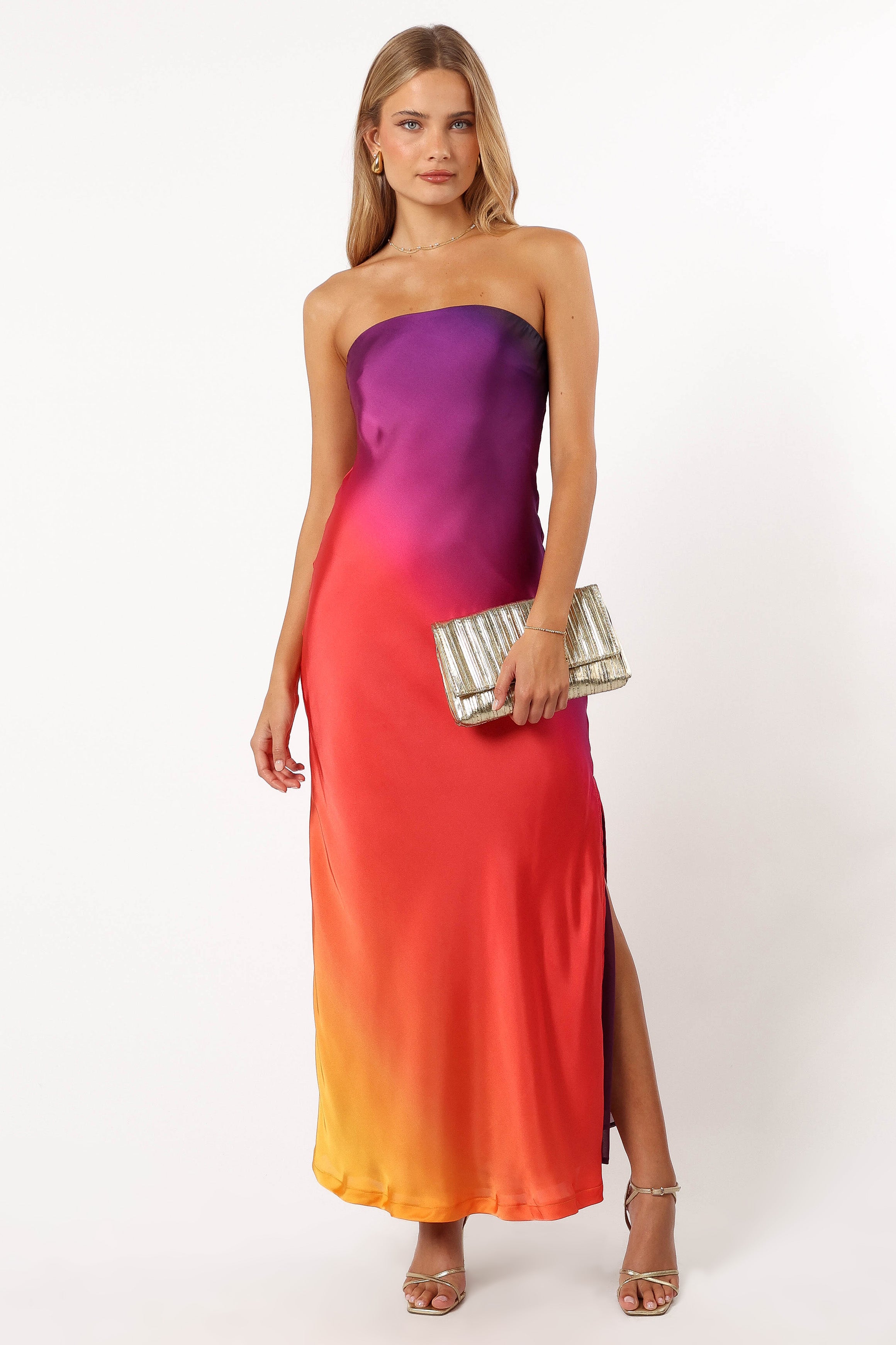 Petal and Pup USA DRESSES Mallory Strapless Maxi Dress - Sunset Cosmo