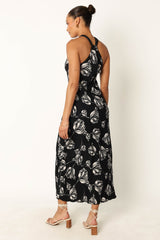 Petal and Pup USA DRESSES Melody Plisse Halter Maxi Dress - Black Floral
