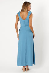 Petal and Pup USA DRESSES Michael Ruched Strap Maxi Dress - Blue