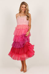 Petal and Pup USA DRESSES Minnie Tiered Tulle Midi Dress - Pink