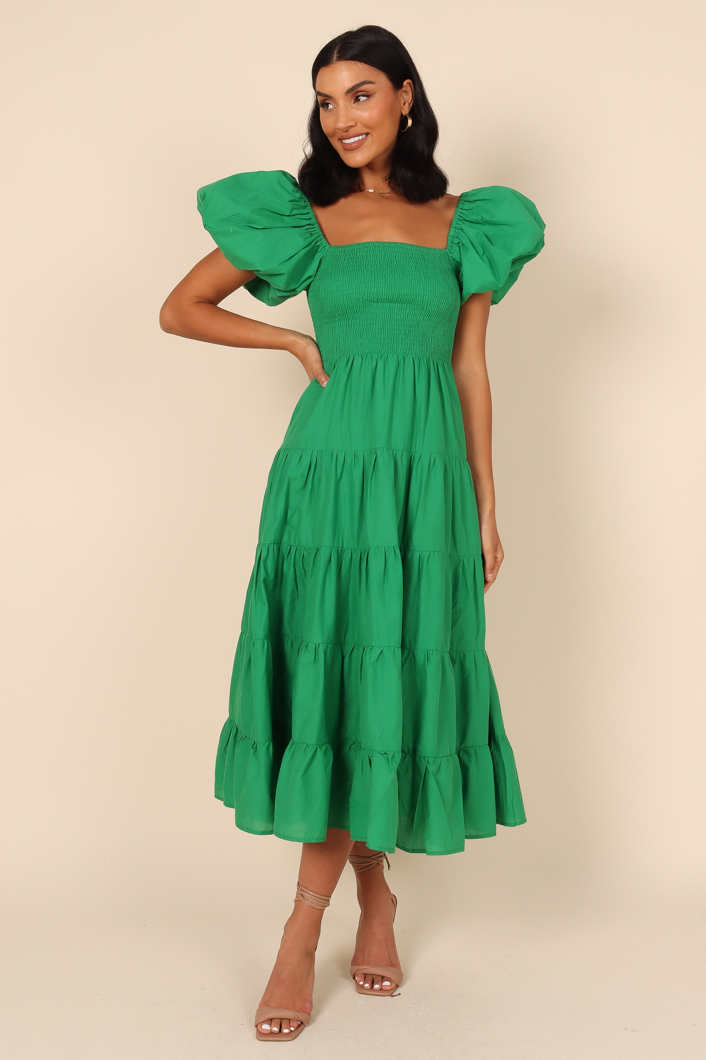 Petal and Pup USA DRESSES Morgan Tiered Dress - Green
