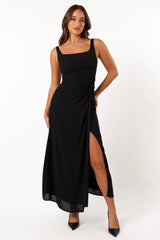 Petal and Pup USA DRESSES Nadea Faux Wrap Maxi Dress - Black