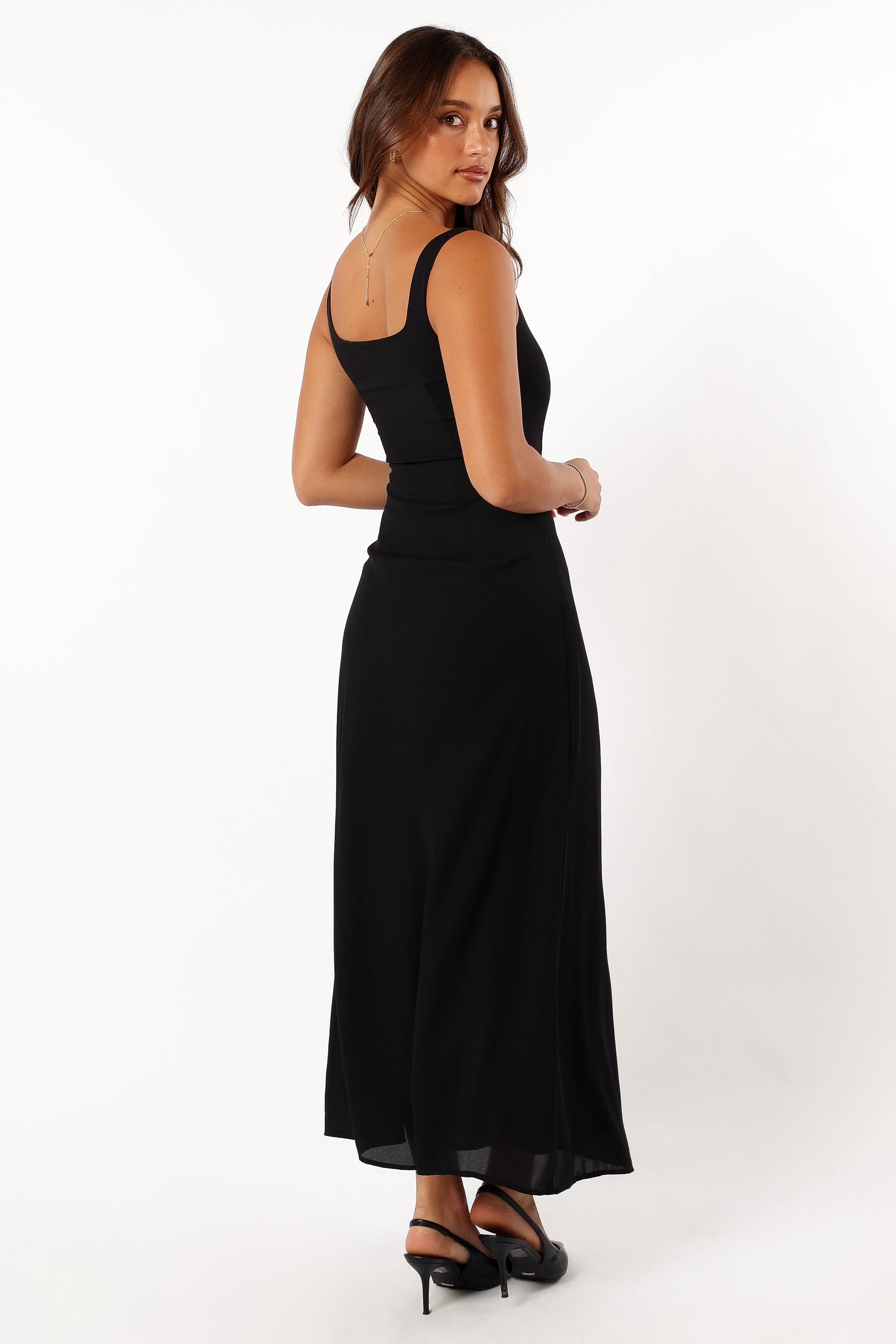 Petal and Pup USA DRESSES Nadea Faux Wrap Maxi Dress - Black