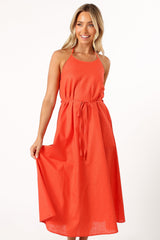Petal and Pup USA DRESSES Nadine Halterneck Midi Dress - Coral