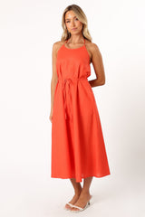 Petal and Pup USA DRESSES Nadine Halterneck Midi Dress - Coral
