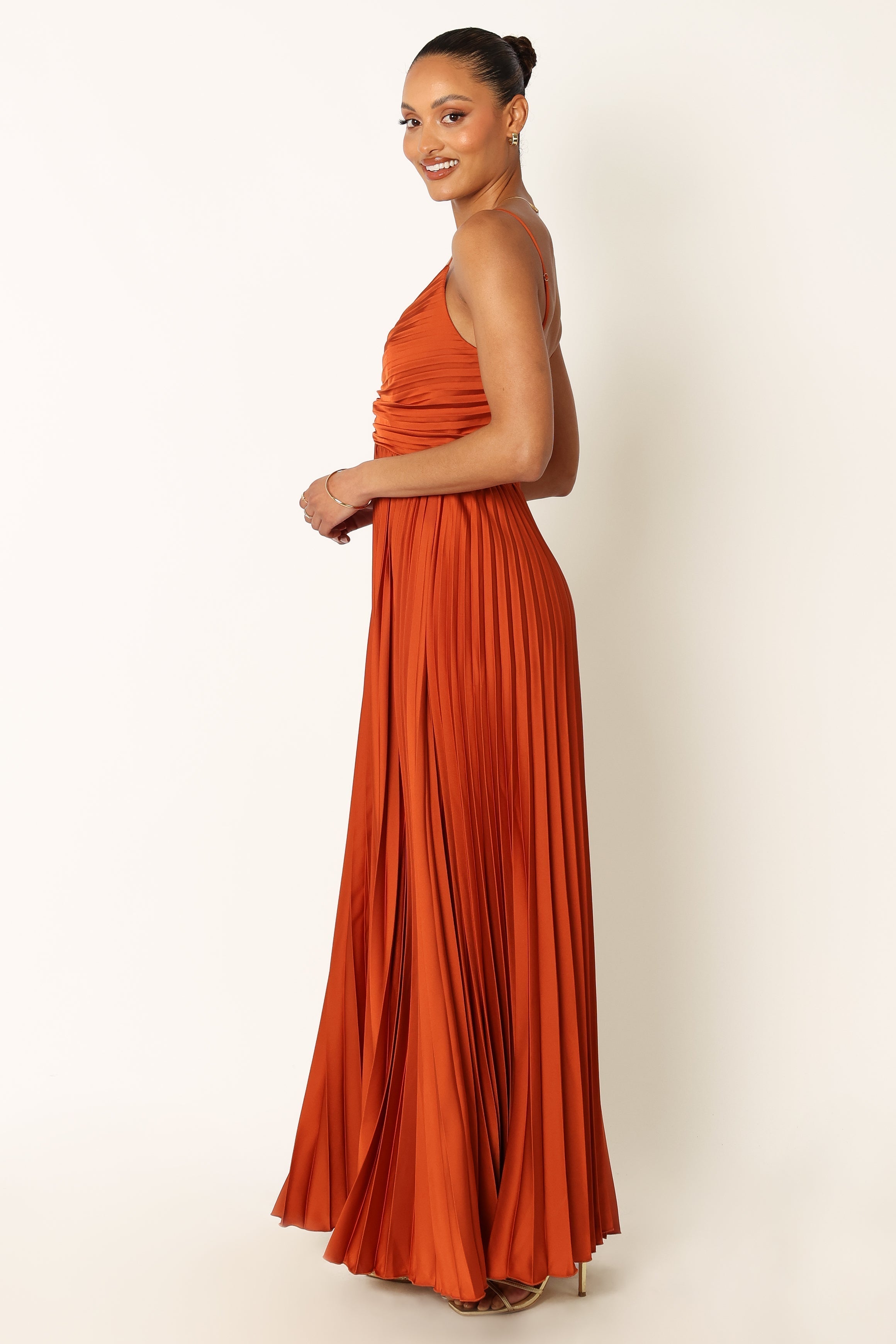 Petal and Pup USA DRESSES Naira Pleated Maxi Dress - Sunset Orange