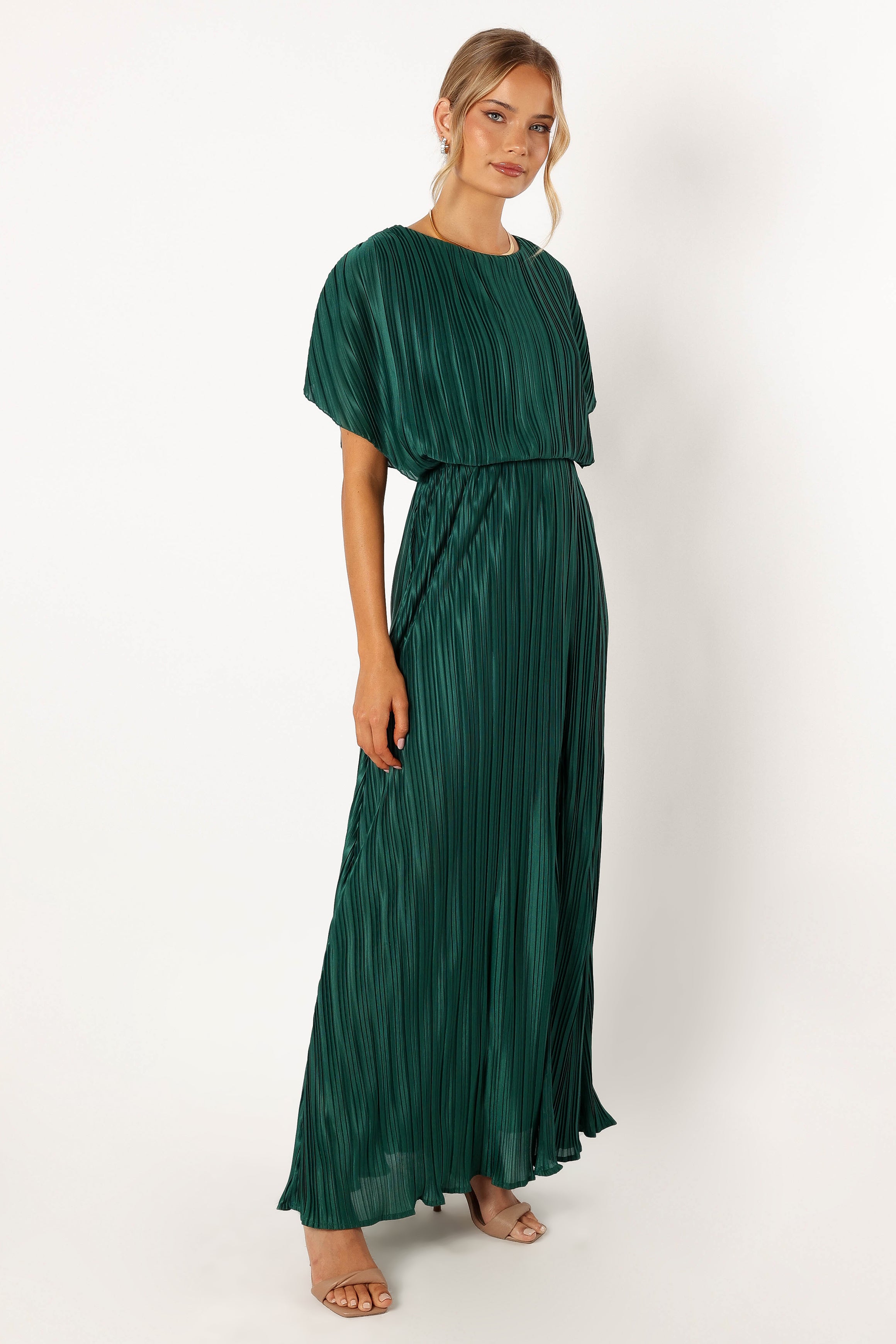 Petal and Pup USA DRESSES Neville Pleated Maxi Dress - Teal Green