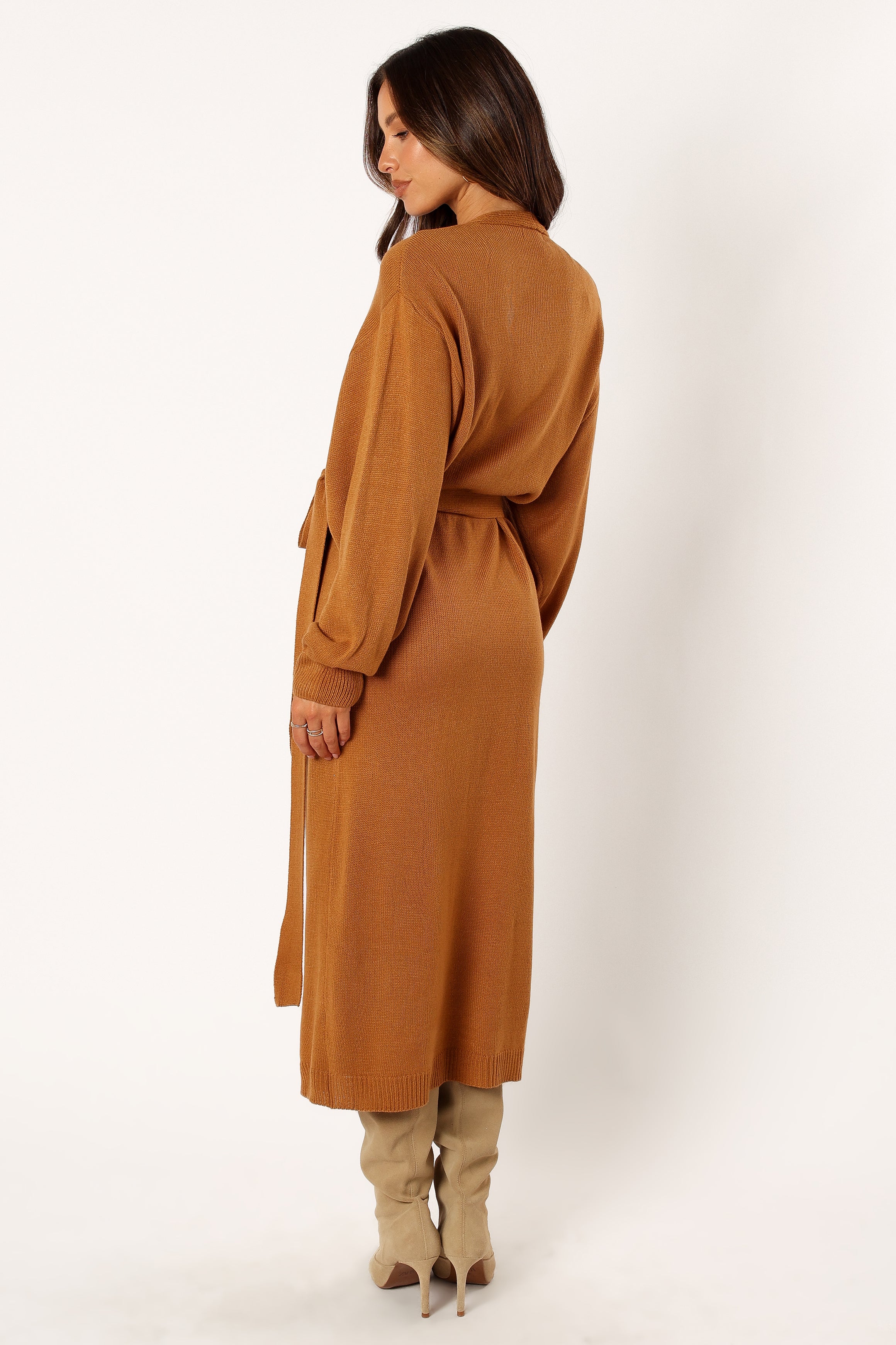 Petal and Pup USA DRESSES Nova Wrap Knit Midi Dress - Camel