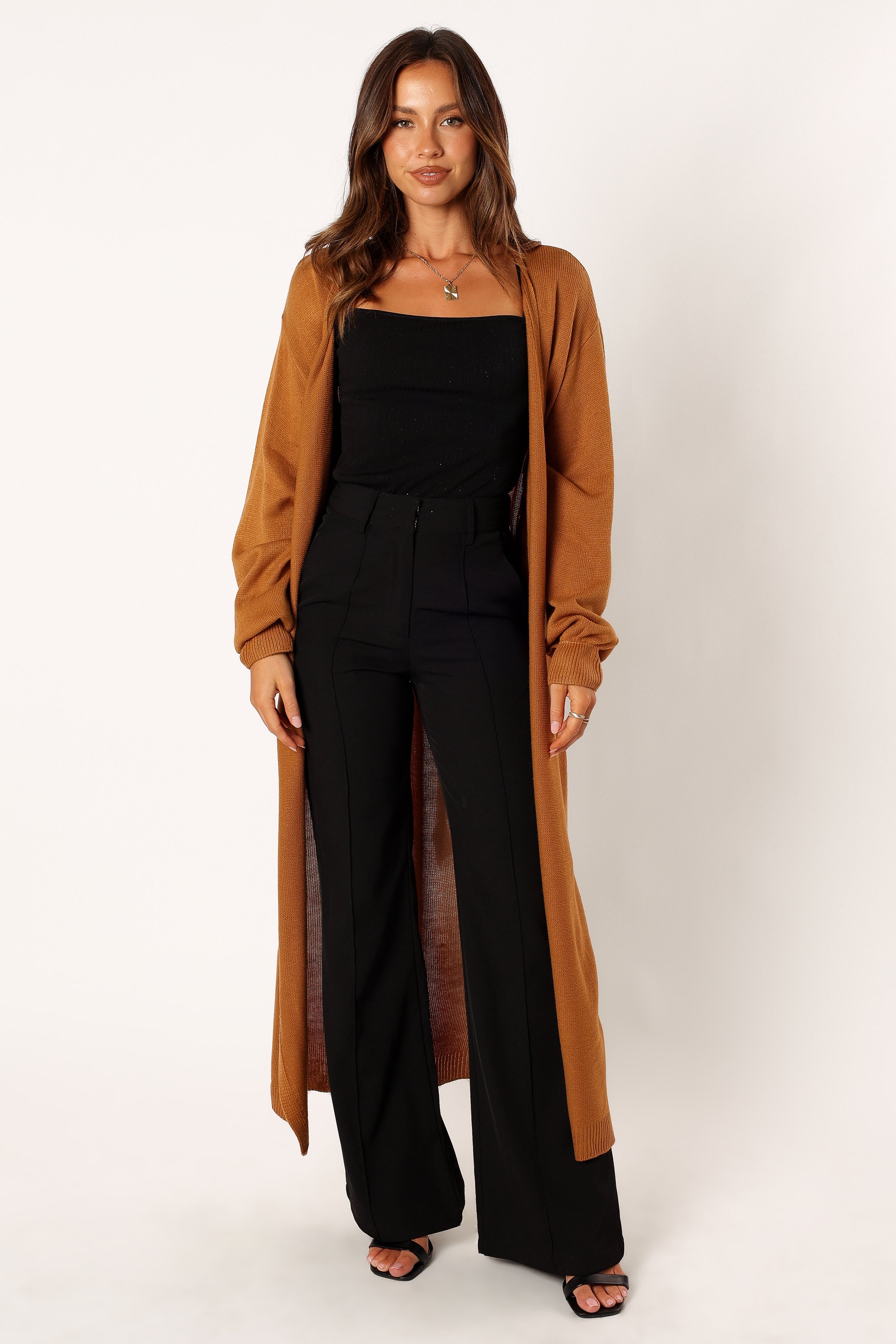 Petal and Pup USA DRESSES Nova Wrap Knit Midi Dress - Camel