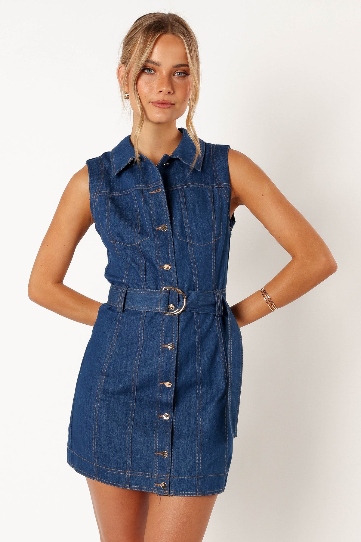 Petal and Pup USA DRESSES Parker Mini Dress - Denim
