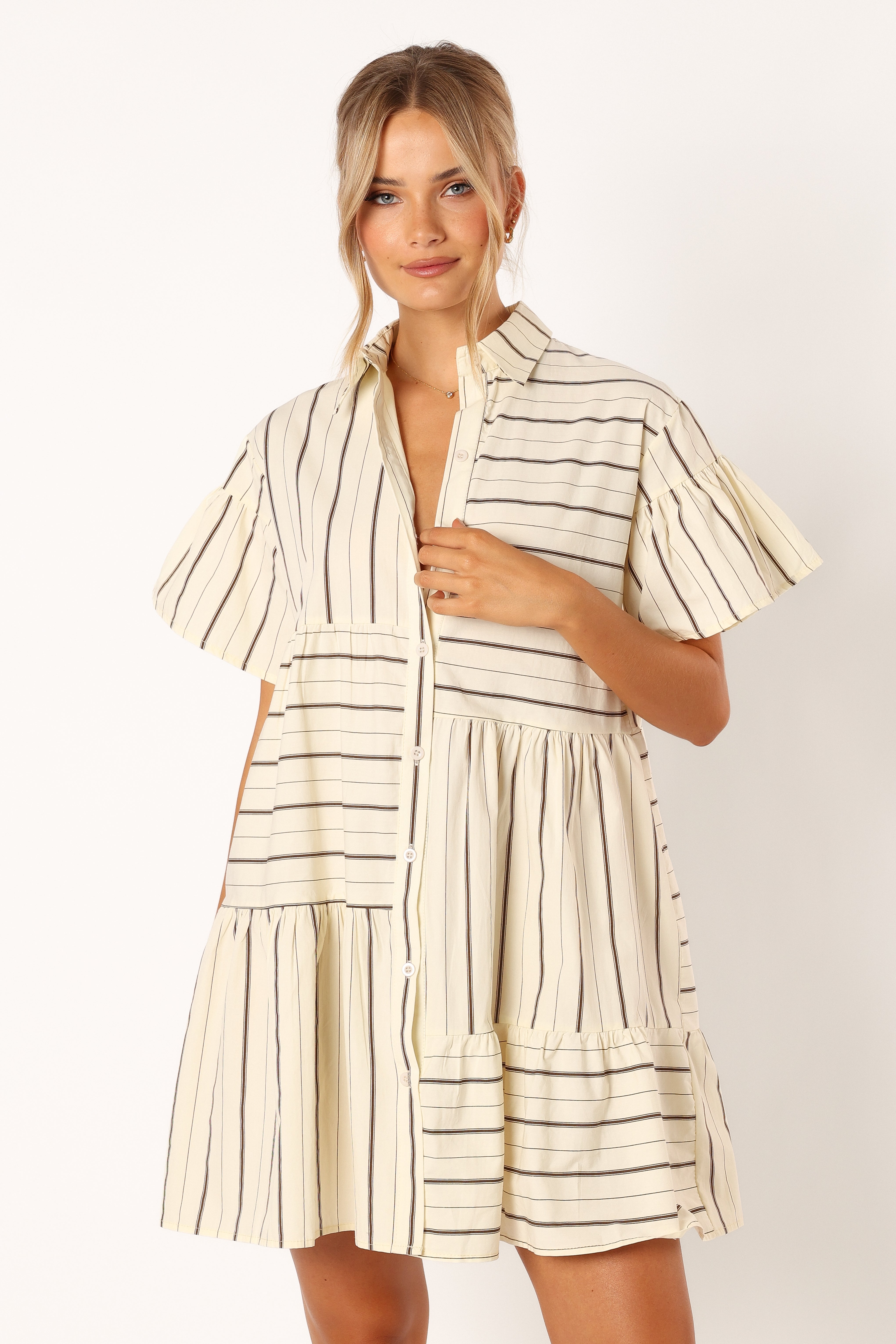 Petal and Pup USA DRESSES Peachy Mini Dress - Beige Tan